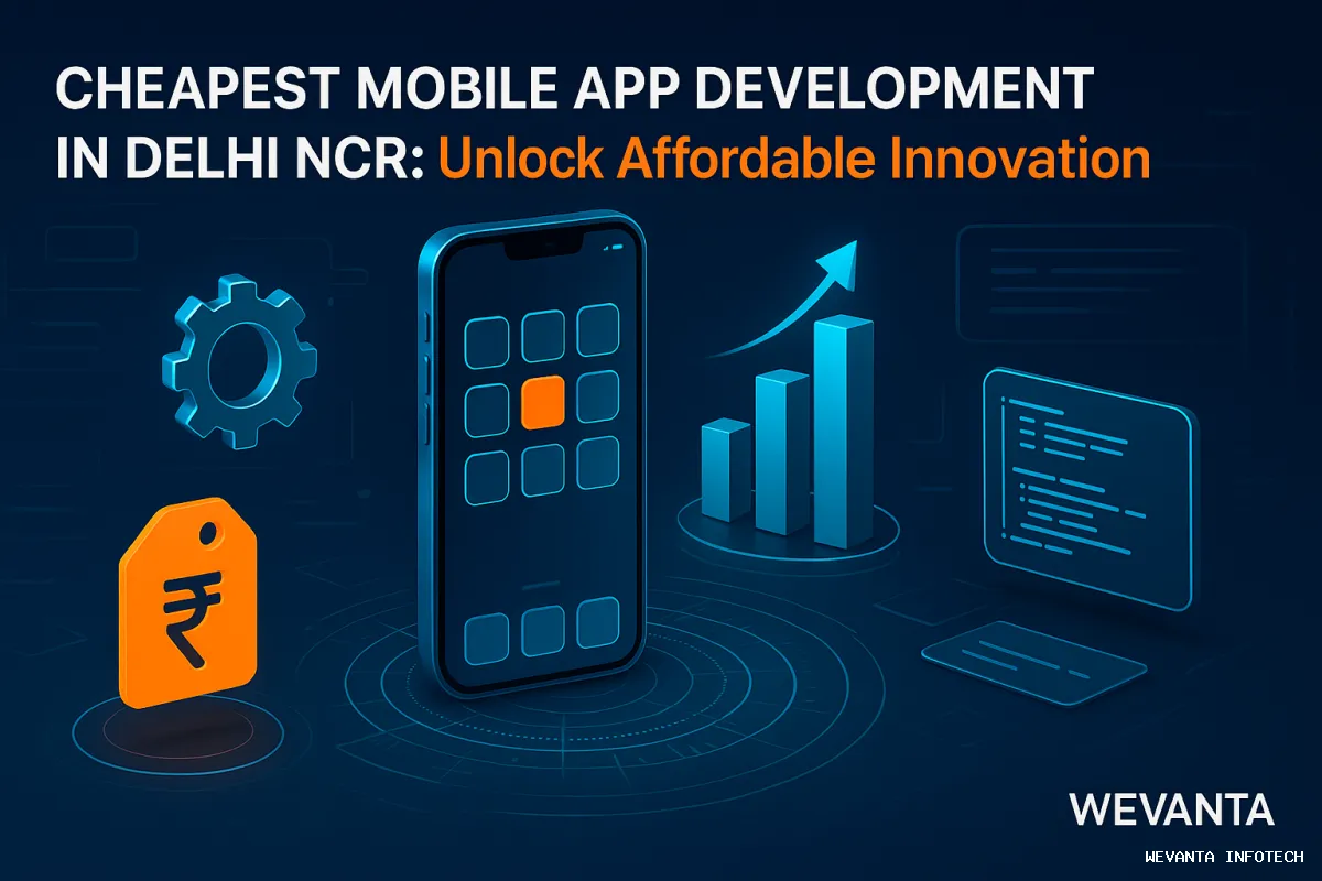 Cheapest Mobile App Development in Delhi NCR: Unlock Affordable Innovation with Delhi city skyline and mobile app icons