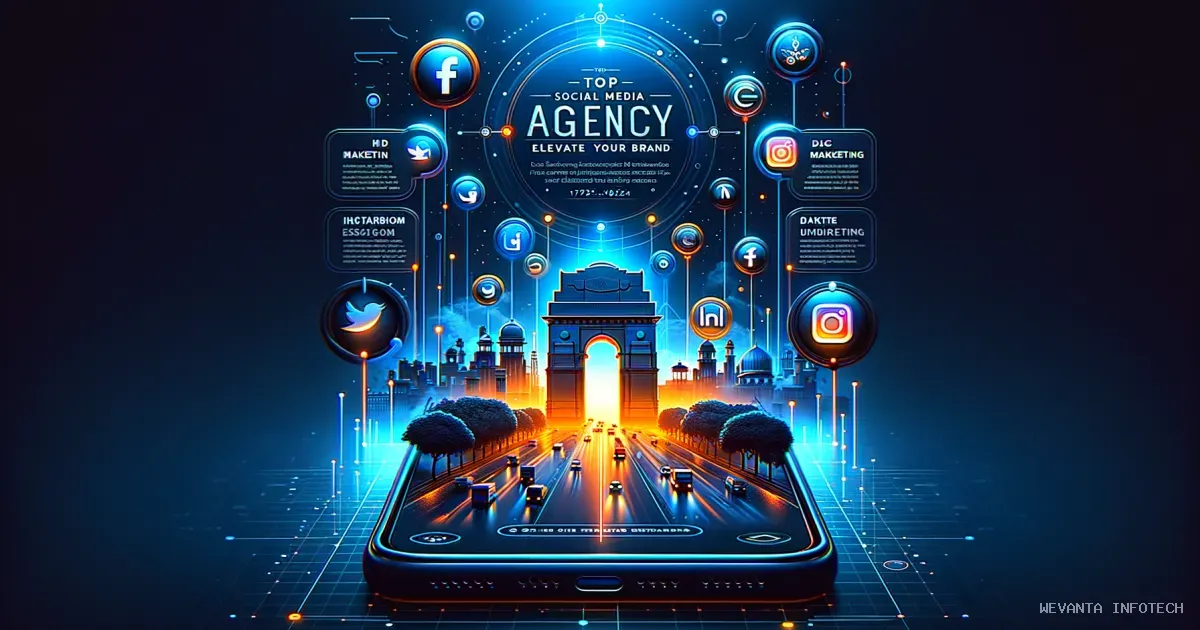 Banner image depicting top social media marketing agency in Delhi with icons of Facebook, Instagram, and India Gate.